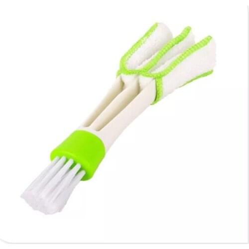2In1 Green Car Cleaner Brush Vent Blinds for VW Tiguan Passat B7 CC Polo Passat B6 KIA Rio Ceed