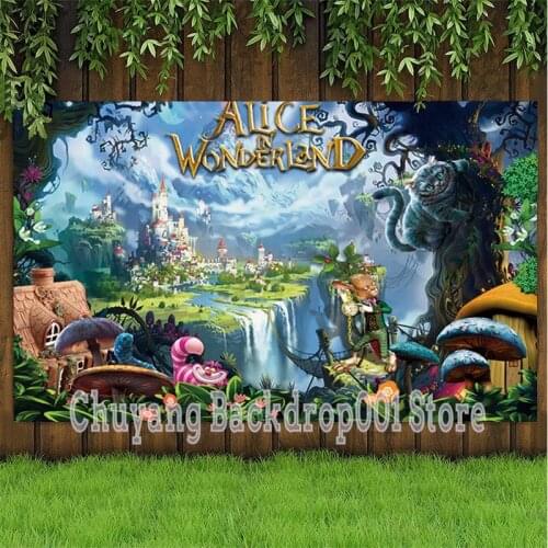Alice In Wonderland Backdrop Dream Castle Princess Girls Happy Birthday Party Photo Background Booths Studio Banner