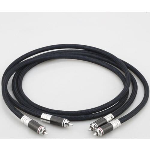 Audiocrast A10 Silver Plated OFC Analogue RCA to RCA Phono Cable RCA Interconnect cable HIFI Carbon fiber RCA Plug
