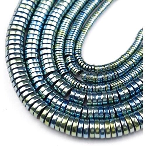 Flat Round Green Hematite Beads 3/4/6/8mm Natural Stone Coin Spacers Loose Beads For Jewelry Making Diy Bracelet Accessories