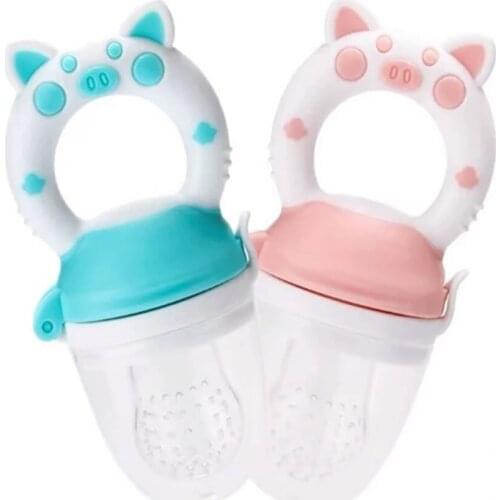 Baby Pacifier Feeder Cartoon Animal Pig Teethers Nipple Holder Newborn pacifier Silicona Chupetero Nipple bit Feed Teether
