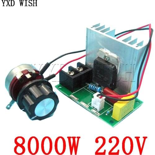 8000W Electronic SCR Voltage Regulator AC Motor Speed Controller Dimming Speed Voltage Temperature Control with Potentiometer AC