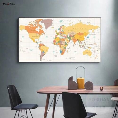 World Map Office Dormitorio Wall Canvas Painting Living Room Decoration Posters And Prints Pictures For Home Design Modern Decor