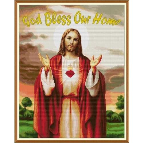 Joy Sunday Counted Cross Stitch Kist Stamped Needlework Embroidery God Bless My House Patterns 11CT 14CT Printed Home Decoration