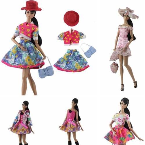 Pretty Doll Dress for Barbie Clothes Set Outfits Hat Handbag Coat Shirt Skirt Princess Dresses Kid DIY Toy 1/6 BJD Accessories