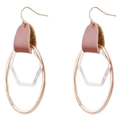 Hammered Oval Metal Frame Dangle Drops Earrings Hammered Metallic Border Oval Dangle Drop Earrings