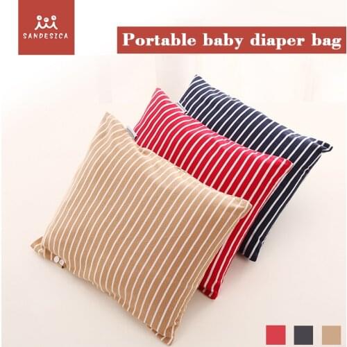 SANDESICA Cotton TPU Portable waterproof urine bag Mummy Bag Baby Wash Bag Diaper bag Folding design is convenient to carry