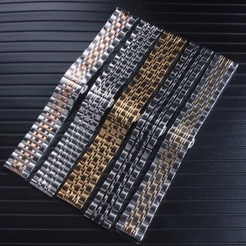 Stainless Steel Metal Watchband Bracelet 16mm 18mm 20mm 22mm Watch Band Wrist Strap Black Silver Rose Gold