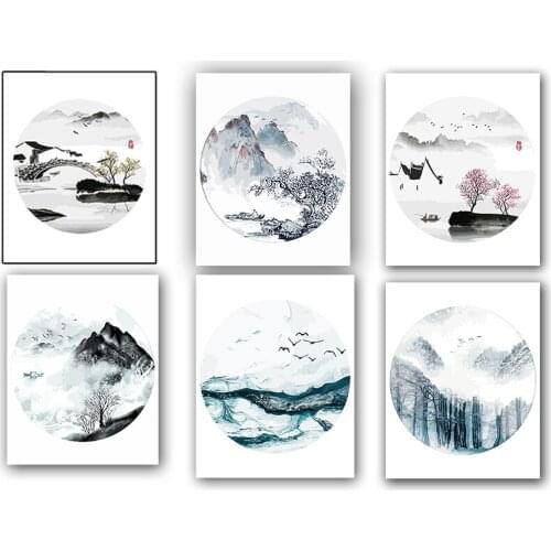 Frameless Pictures Painting By Numbers Ink painting Handpainted On Canvas DIY Oil Painting By Numbers 40*50cm landscape