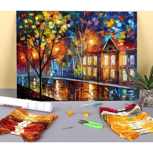 Night City Sleeps Printed 11CT Cross Stitch Kit DIY Embroidery DMC Threads Sewing Handicraft Craft Handmade Room Decor Floss