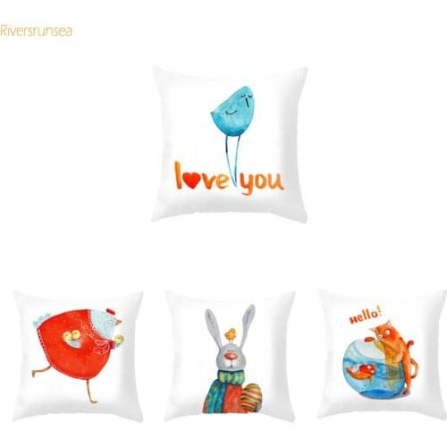 Animal Cushion Cover Cute Cartoon Rabbit Series for Children Decorative Throw Pillowcase for Sofa Car Chair Home Decor