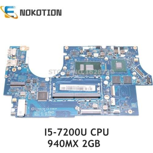 NOKOTION for Lenovo 720s-14ikb Laptop Motherboard CIZVO S0 LA-E581P 5B20N79851 5B20N87826 SR342 I5-7200U CPU 940MX 2GB