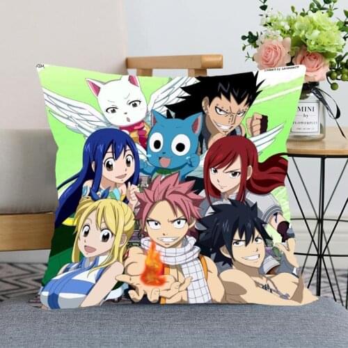New Arrival Fairy Tail Anime Pillowcase Wedding Decorative Pillow Cover Custom Printed Soft Satin Fabric Pillow Cases Not Fade