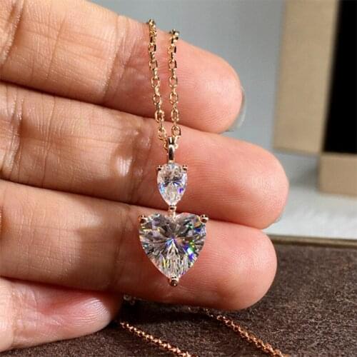 VAGZEB Yellow Heart Cubic Zirconia Women Necklace Elegant Lady Wedding Engagement Party Love Pendant Necklace Jewelry
