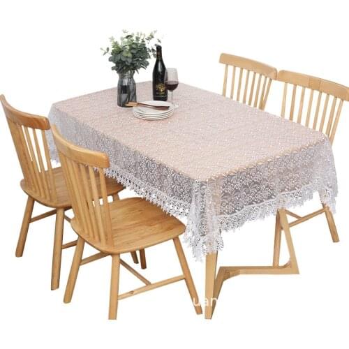 Pastoral Lace Transparent Embroidery Round Tablecloth European Style Coffee Tea Table Cover White TV Dust Towel