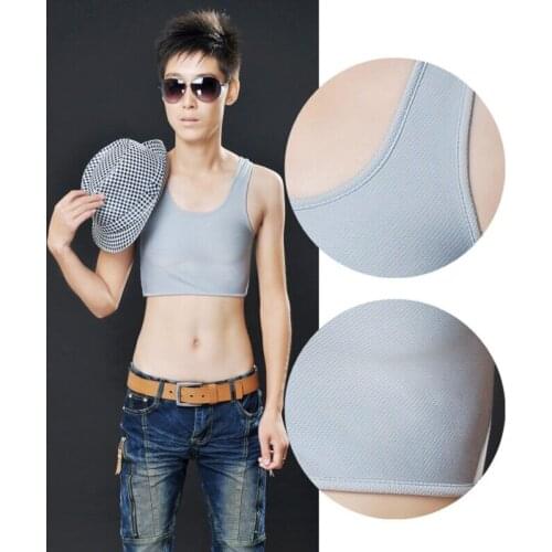 Lesbian Tomboy Casual Buckle Short Chest Breast Binder Tran Body Shaper Vest Tube Tops