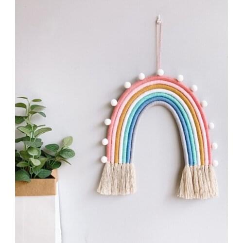 Rainbow Childrens Room Decorative Pendant Hand Woven Rainbow Pendant Party Wall Hanging Rainbow Decoration Pendant