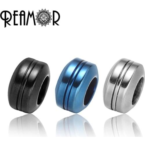 REAMOR Plated Color 316l Stainless Steel 6mm Hole Round European Charms Spacer Beads for Bracelet DIY Jewelry Making Findings