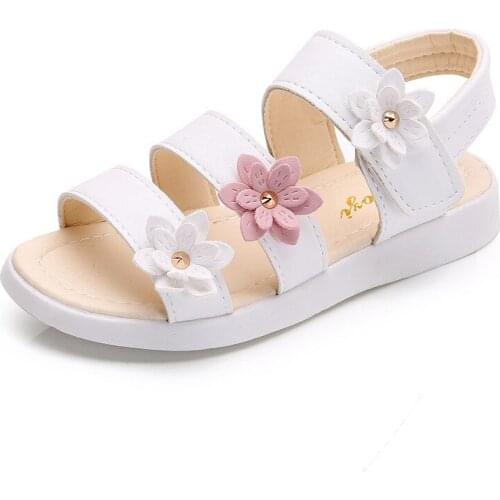 Girls Sandals Gladiator Flowers Sweet Soft Childrens Beach Shoes Kids Summer Floral Sandals Princess Fashion Cute Footwear
