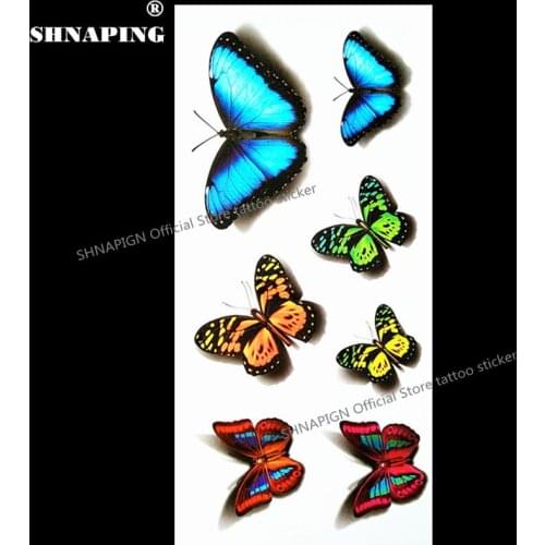 SHNAPIGN 3d Temporary Tattoo Body Art Flash Tattoo Sticker 19*9cm Waterproof Styling Tatoo Home Decor Sticker Luminous Butterfly