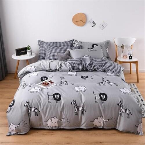 Solstice Home Textile Autumn Winter Cartoon Stripe Duvet Cover Flat Sheet pillowcase 3/4pcs Bed Linens Bedding Set Bed Cover Set