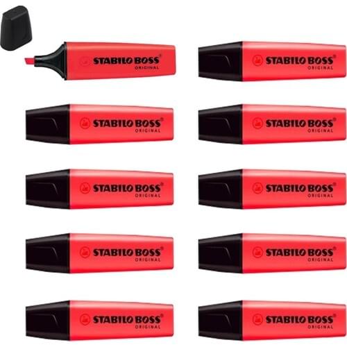 Stabilo 70/40 Highlighter Pen Stabilo Boss Red 10 Pcs Pack Pastel Marking Pen Highlighter Pen Felt Pen Original