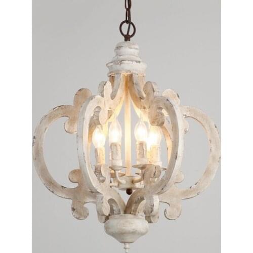 American country wood art retro white bedroom princess room restaurant clothing store decoration candle Pendant Lights LX102903