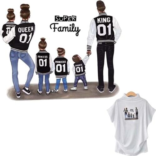 Super Family Stickers Thermal Patches T-Shirt Jeans Decoration Diy Washable Heat Transfer Patch For Clothing Parents Children