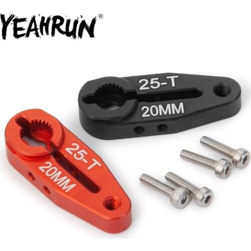 YEAHRUN Upgrade Parts for TRX-4 1/10 RC Rock Crawlers Cars Black/Red 25T 20mm Adjustable Alloy Metal Steering Servo Arm