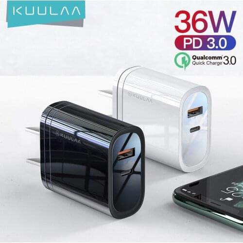 KUULAA PD Charger Quick Charge 4.0 3.0 36W USB Charger PD 3.0 Fast Charging Phone Charger For Xiaomi Mi 9 8 iPhone X XR XS Max