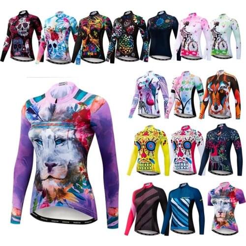 Cycling Jersey Women Winter Long Sleeve Bike Jersey Shirts Top Lion Ladies Biking Team MTB Shirt Bicycle Clothing Ropa Ciclismo