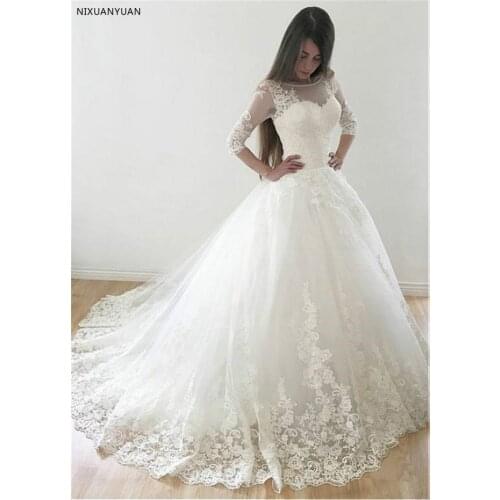 Vintage Tulle Ball Gown Wedding Dresses with Lace Appliques Half Sleeves Zipper/Lace Up Back Two Corset Back Bridal Gowns