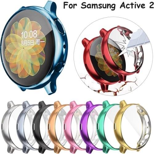 Full Cover Screen Protector for Samsung Galaxy Watch Active 2 40 44mm Soft Electroplated TPU Watch Case Active2
