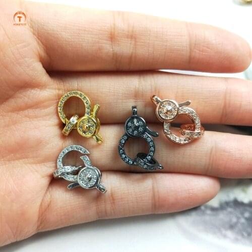 5pcs Micro Pave Clasps Pave Lobster Claw Pendant Gold Silver Black Rose Gold Clasps Pave Brass Plate Clasp Jewelry Accessories