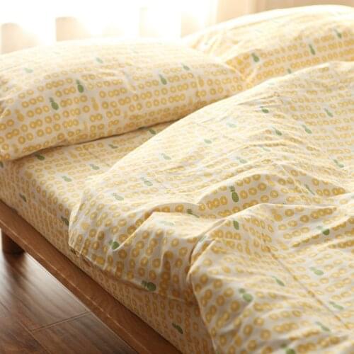 100%Twill Cotton Pineapple Print comfotable bedding set duvet cover set king size bed sheet duvet cover quilt cover pillow case