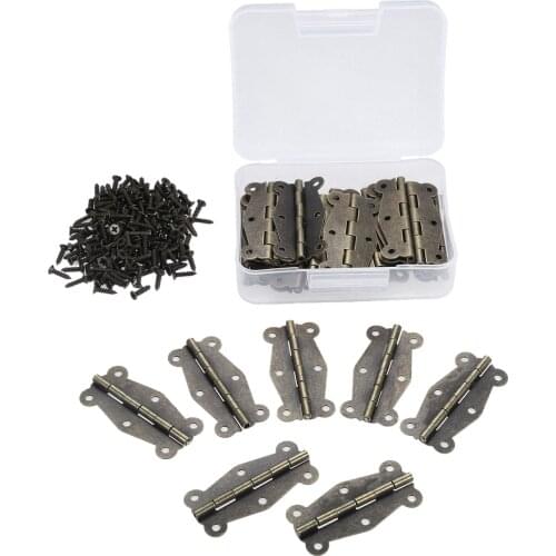 20pcs 50*25mm Antique Furniture Hinge Cabinet Door Luggage Butt Hinges for Jewelry Wooden Boxes