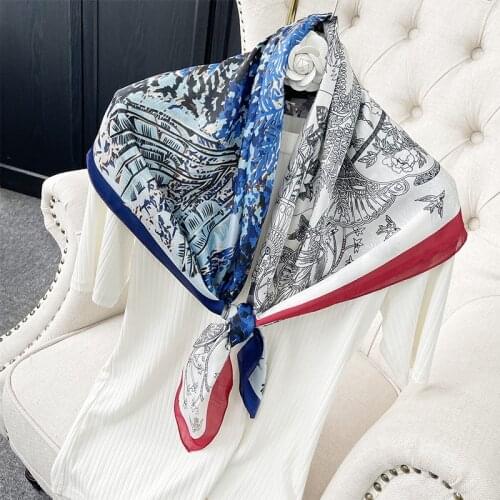 2021 new spring women scarf quality shawl silk fashion scarf headscarf beach sunscreen bag headscarf scarf 90cm*90cm