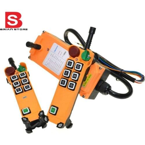 220VAC 6 Channel 1 Speed 2 transmitters Hoist Crane Truck Radio Remote Control System with E-Stop