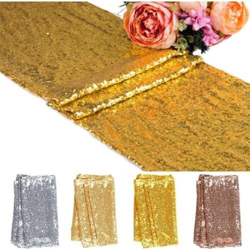 30x180cm Glitter Sequin Table Cloth Rose Gold/Silver Tablecloth Wedding Party Table Cover Home Decor Tableware Table Covers