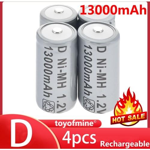 4pcs 13000mAh 1.2V Ni-MH Rechargeable Battery Cell Grey D Size battery D-Type D Type