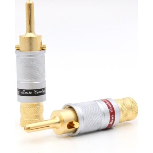 4PCS CMC 6008 Lockable banana plug speaker cable plug hifi Screw locking