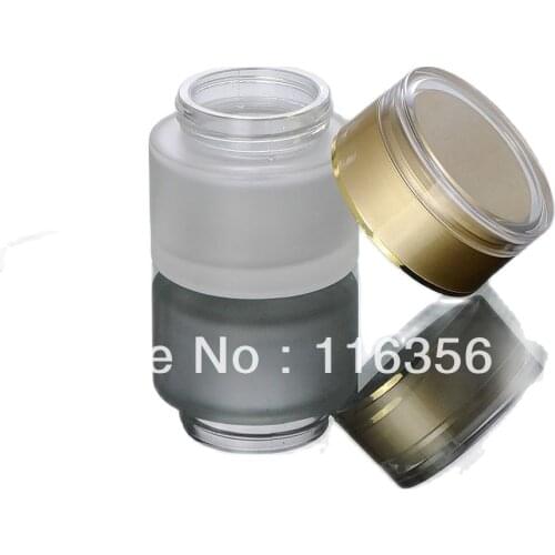 50G frosted glass cream jar with golden lid