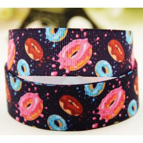 22mm 25mm 38mm 75mm Doughnut Cartoon printed Grosgrain Ribbon party decoration 10 Yards X-02914