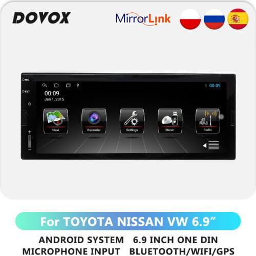 DOVOX Android 10 1din Car Radio GPS Car Multimedia Video Player Navigation One Din Autoradio Stereo 6.9" Screen Wifi Audio 1 Din