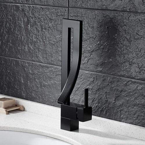Free Shipping Basin Faucet new arrival waterfall faucet Black bathroom Water Mixer hot and cold sink faucet,basin tap mixer