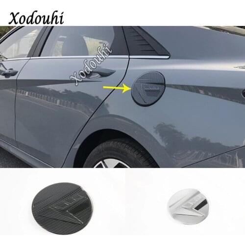 For Hyundai Elantra Avante 2021 2022 Car styling Gas/Fuel/Oil Tank Cover Cap Sticker Body Auto Part Hood Accessory trim frame