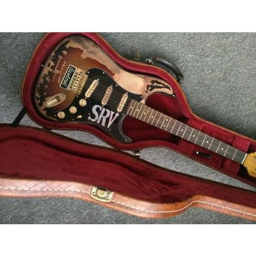 Factory Vintage Sunburst Relic Remains Electric guitar, Handmade SRV Aged Relic St Electric Guitar With Alder body,In Stoc