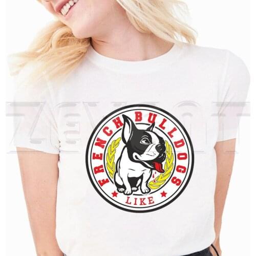 Graphic Tees Women Frenchie T-shirt with Print Funny Cute French Bulldog T Shirts Tops Tshirts Camisetas Mujer Female Clothing