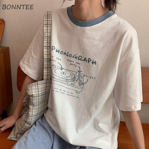 T-shirt Women O-neck Friends Preppy Cute Printed Summer Leisure Harajuku Chic Streetwear All-match Basic Tops Ins Ulzzang Soft