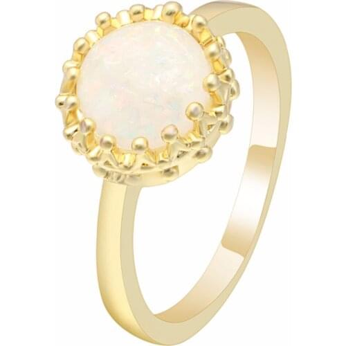 Hainon New arrival Round Flower Fire Opal Rings for women Gold Color Engagement Charming Jewelry For Women Wedding Gifts